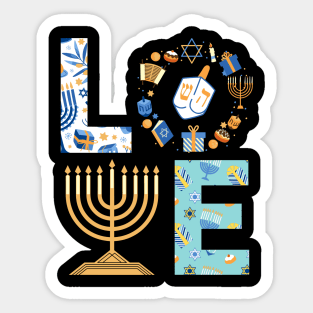 Hanukkah Love With Menorah For Jewish Christmas Holiday Sticker